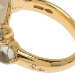 Pomellato Luna Moonstone and Aquamarine Rose Gold Ring Size 52