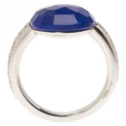 Pomellato Capri Diamond & Lapis Lazuli White Gold Ring Size 52.5
