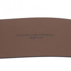 Porsche Design Black Leather Black Logo Waist Belt 80CM