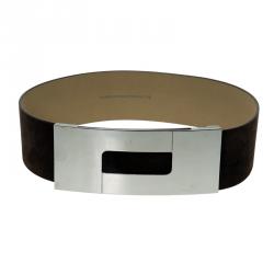 Porsche Design Brown Suede Logo Waist Belt 80 CM