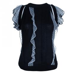 Prabal Gurung Polka Ruffle Chiffon Knit Top M