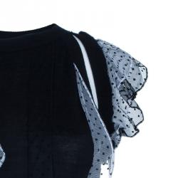 Prabal Gurung Polka Ruffle Chiffon Knit Top M