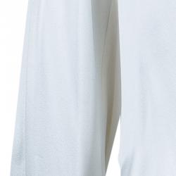 Prabal Gurung White Satin Long Sleeve Wrap Top M