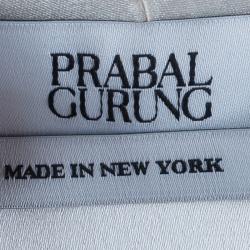 Prabal Gurung White Satin Long Sleeve Wrap Top M