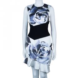 Prabal Gurung Rose Print Asymmetric Sleeveless Dress M