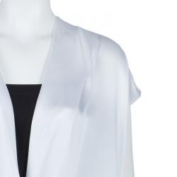 Prabal Gurung White Draped Front High Low Hem Silk Blouse L