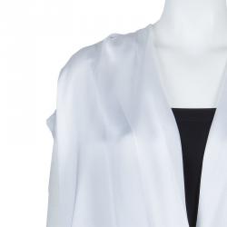 Prabal Gurung White Draped Front High Low Hem Silk Blouse L