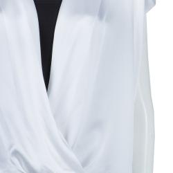Prabal Gurung White Draped Front High Low Hem Silk Blouse L