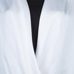 Prabal Gurung White Draped Front High Low Hem Silk Blouse L