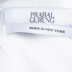 Prabal Gurung White Draped Front High Low Hem Silk Blouse L