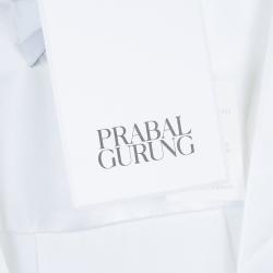 Prabal Gurung White Draped Front High Low Hem Silk Blouse L