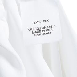 Prabal Gurung White Draped Front High Low Hem Silk Blouse L