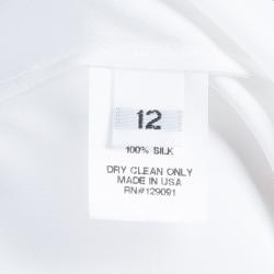 Prabal Gurung White Draped Front High Low Hem Silk Blouse L