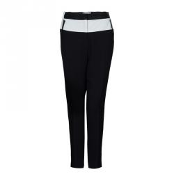 Prabal Gurung Monochrome Leather Trim Detail Trousers S