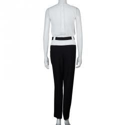 Prabal Gurung Monochrome Leather Trim Detail Trousers S
