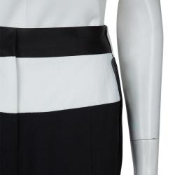 Prabal Gurung Monochrome Leather Trim Detail Trousers S