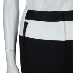 Prabal Gurung Monochrome Leather Trim Detail Trousers S