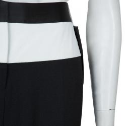 Prabal Gurung Monochrome Leather Trim Detail Trousers L
