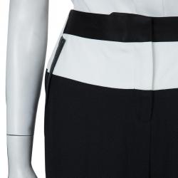 Prabal Gurung Monochrome Leather Trim Detail Trousers L