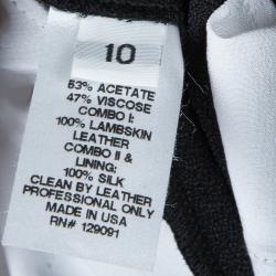 Prabal Gurung Monochrome Leather Trim Detail Trousers L