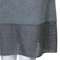 Prabal Gurung Grey Embroidered Mesh Insert Wool Dress S