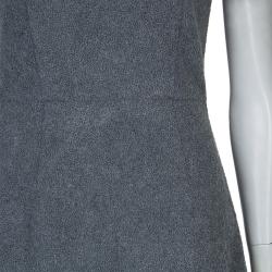 Prabal Gurung Grey Embroidered Mesh Insert Wool Dress S