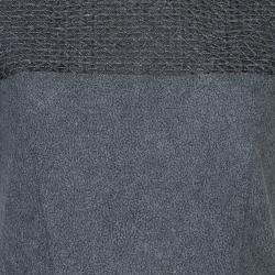 Prabal Gurung Grey Embroidered Mesh Insert Wool Dress S