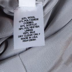 Prabal Gurung Grey Embroidered Mesh Insert Wool Dress S