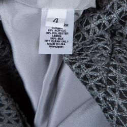 Prabal Gurung Grey Embroidered Mesh Insert Wool Dress S