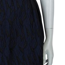 Prabal Gurung Navy Blue Textured Ruffle Bottom Asymmetric Skirt S