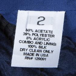 Prabal Gurung Navy Blue Textured Ruffle Bottom Asymmetric Skirt S