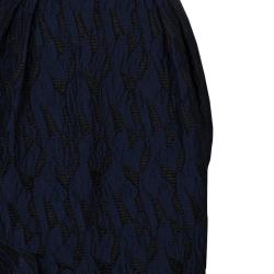 Prabal Gurung Navy Blue Textured Ruffle Bottom Asymmetric Skirt S