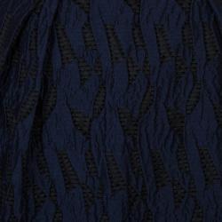 Prabal Gurung Navy Blue Textured Ruffle Bottom Asymmetric Skirt S