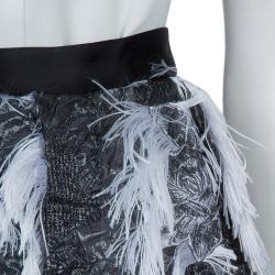 Prabal Gurung Grey Fringe Detail Skirt M