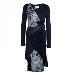 Prabal Gurung Navy Blue Brocade Detail Dress M