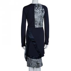 Prabal Gurung Navy Blue Brocade Detail Dress M