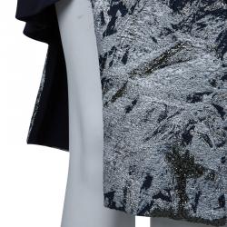 Prabal Gurung Navy Blue Brocade Detail Dress M