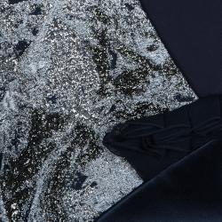 Prabal Gurung Navy Blue Brocade Detail Dress M