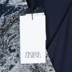 Prabal Gurung Navy Blue Brocade Detail Dress M