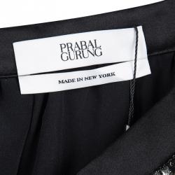 Prabal Gurung Black Metallic Floral Textured Maxi Skirt M