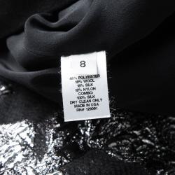 Prabal Gurung Black Metallic Floral Textured Maxi Skirt M