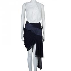 Prabal Gurung Black Chiffon Draped Asymmetric Skirt M