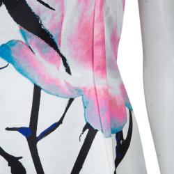 Prabal Gurung White Digital Floral Print Sleeveless Dress M