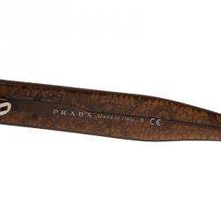 Pre Owned نظارة شمسية برادا SPR 17O بني مطبوعة مستديرة