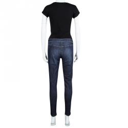 Pre Owned Prada Indigo Dark Wash Faded Effect Denim Skinny Jeans S/M