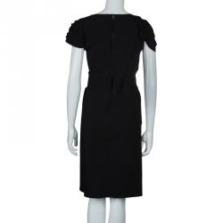Pre Owned Prada Black Ruched Short Sleeve Dress M