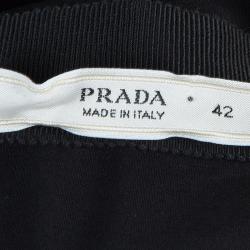 Pre Owned Prada Black Ruched Short Sleeve Dress M