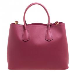 Pre Owned Prada Pink Saffiano Cuir Leather Double Handle Tote