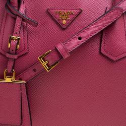 Pre Owned Prada Pink Saffiano Cuir Leather Double Handle Tote
