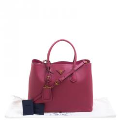 Pre Owned Prada Pink Saffiano Cuir Leather Double Handle Tote